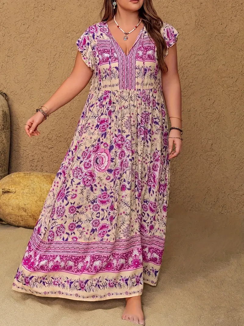 Boho Tropical Maxi Dress – Plus Size