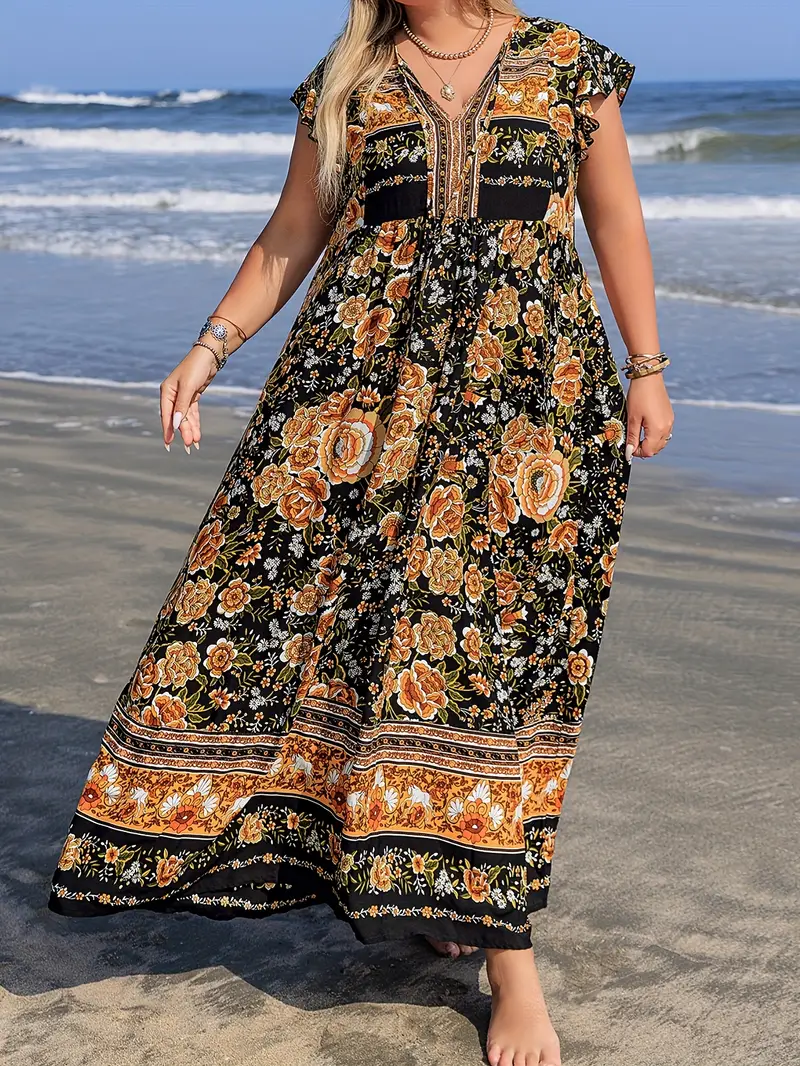 Boho Tropical Maxi Dress – Plus Size – Salt&coast Boho Tropical Maxi Dress – Plus Size – Salt&coast