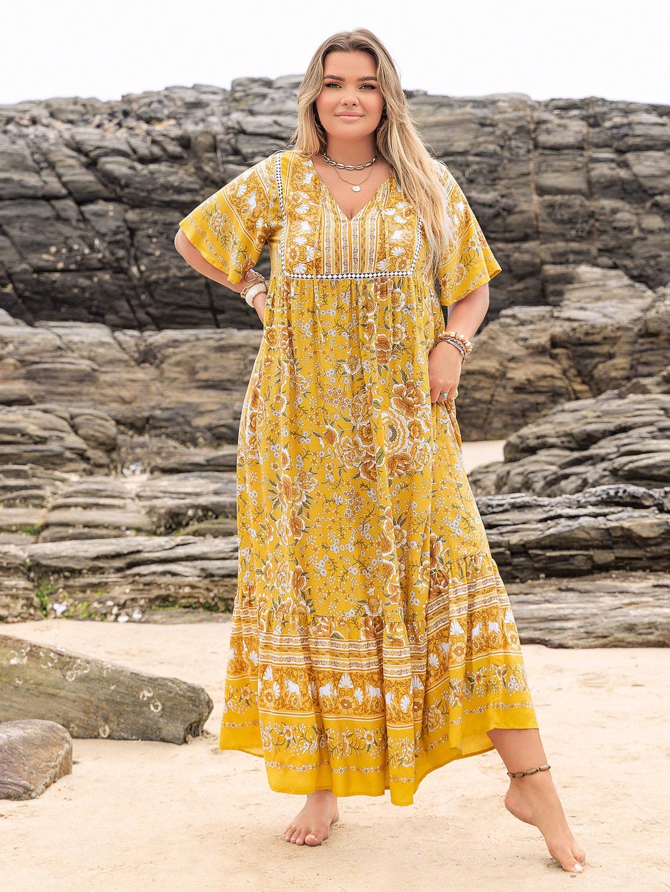 Boho Floral Maxi Dress – Plus Size – Salt&coast