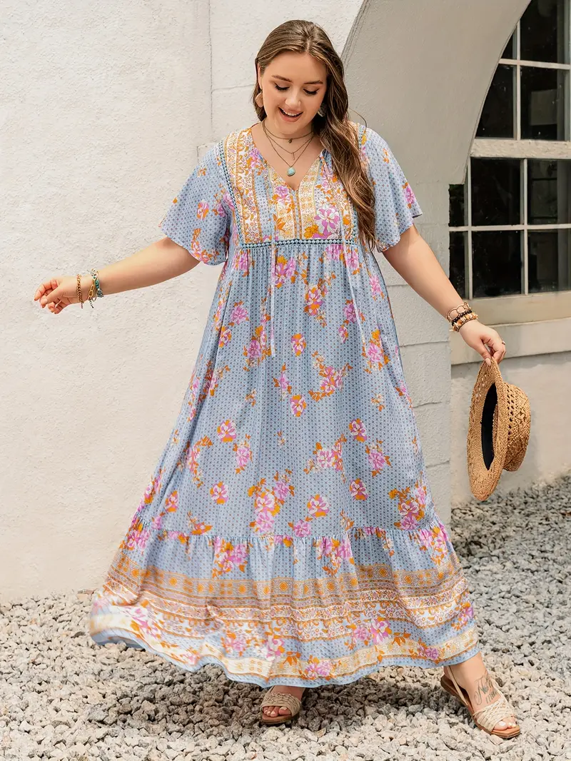 Boho Floral Maxi Dress – Plus Size – Salt&coast