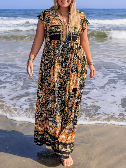 Boho Tropical Maxi Dress – Plus Size