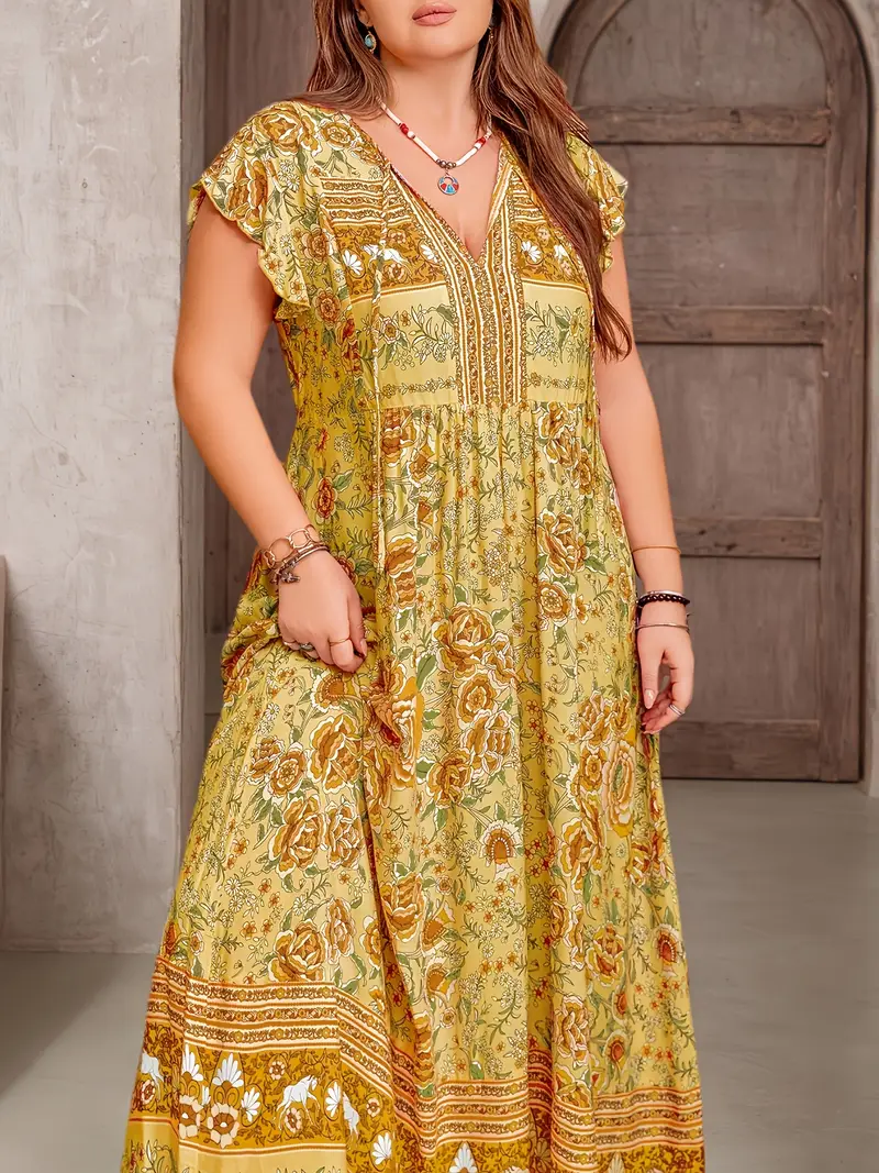 Boho Tropical Maxi Dress – Plus Size