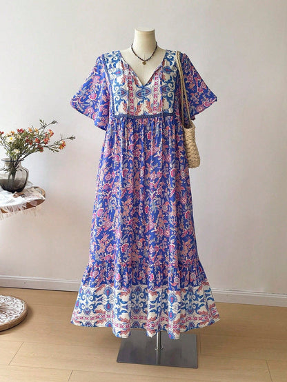Boho Floral Maxi Dress – Plus Size