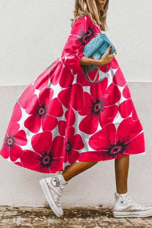 PetalWhirl Midi Dress