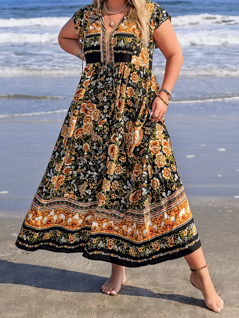 Boho Tropical Maxi Dress – Plus Size