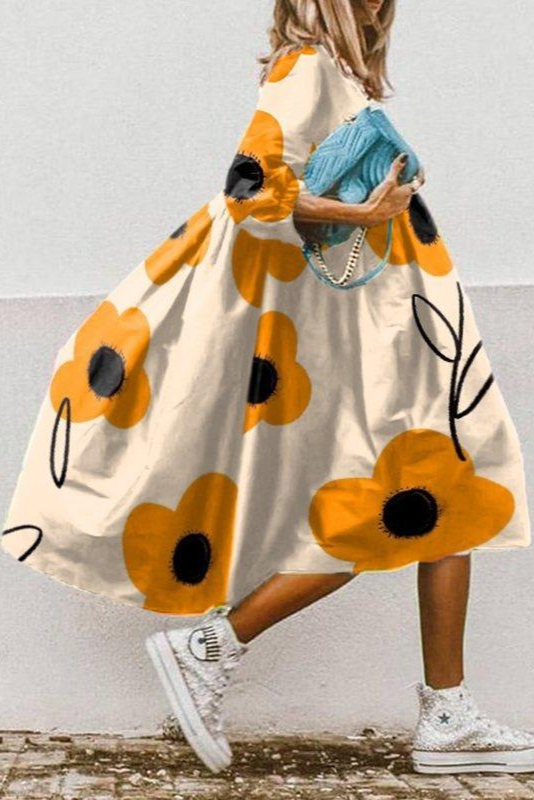 PetalWhirl Midi Dress