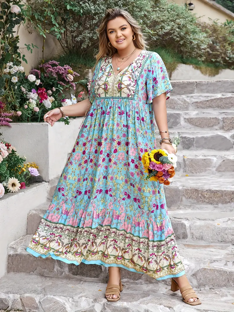 Boho Floral Maxi Dress – Plus Size – Salt&coast