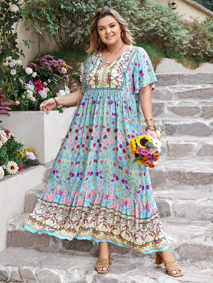 Boho Floral Maxi Dress – Plus Size