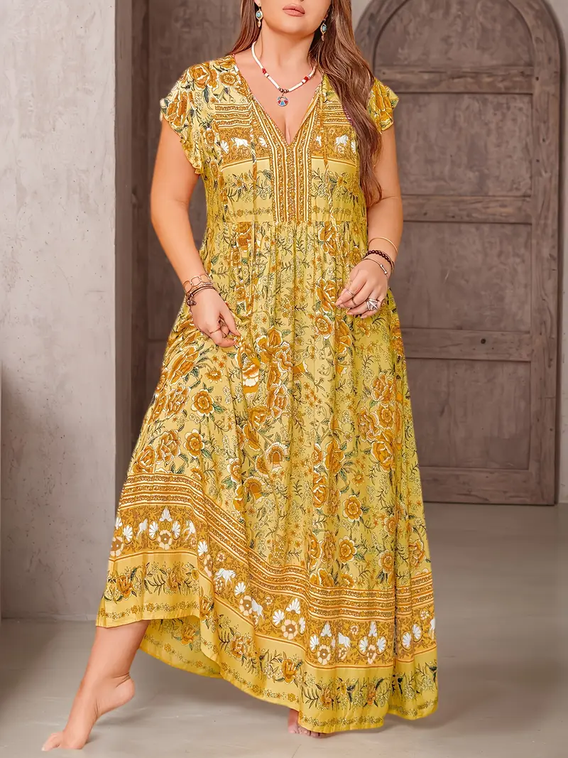 Boho Tropical Maxi Dress – Plus Size