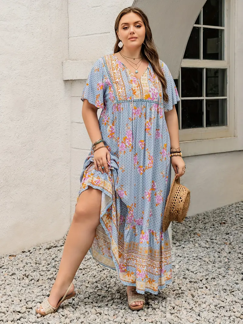 Boho Floral Maxi Dress – Plus Size – Salt&coast Boho Floral Maxi Dress – Plus Size – Salt&coast