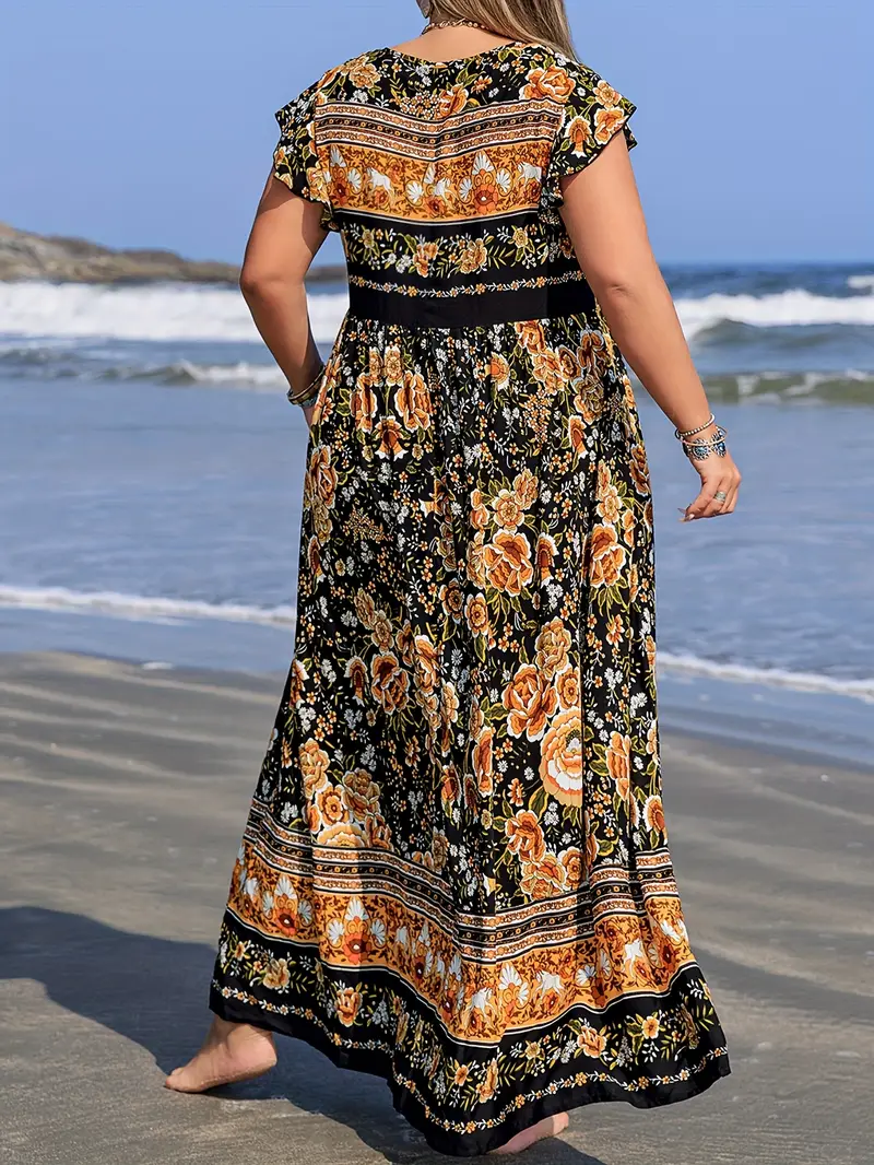 Boho Tropical Maxi Dress – Plus Size – Salt&coast Boho Tropical Maxi Dress – Plus Size – Salt&coast