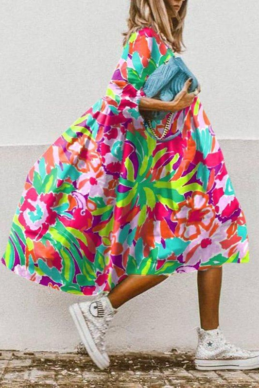 PetalWhirl Midi Dress