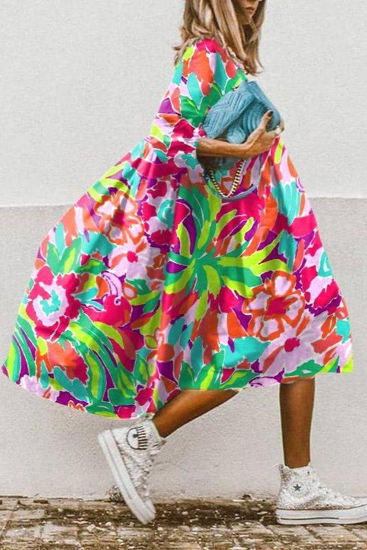 PetalWhirl Midi Dress
