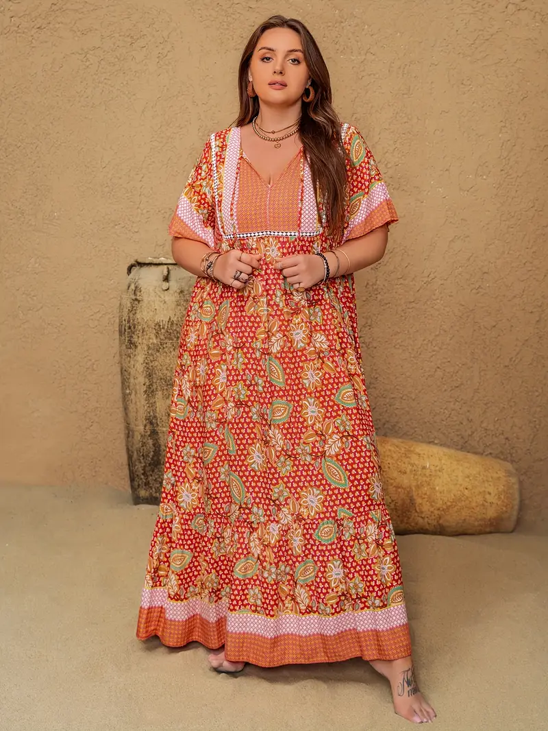 Boho Floral Maxi Dress – Plus Size – Salt&coast