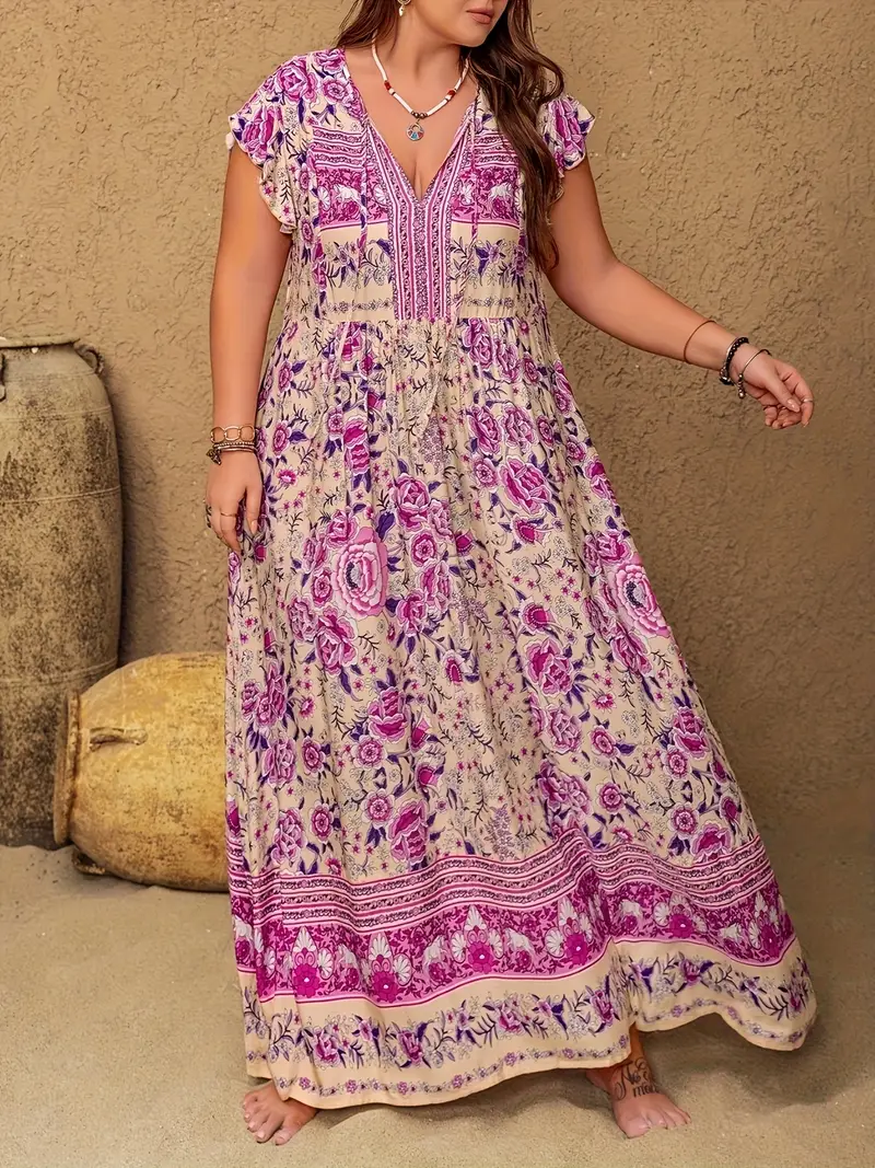 Boho Tropical Maxi Dress – Plus Size
