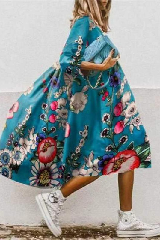PetalWhirl Midi Dress