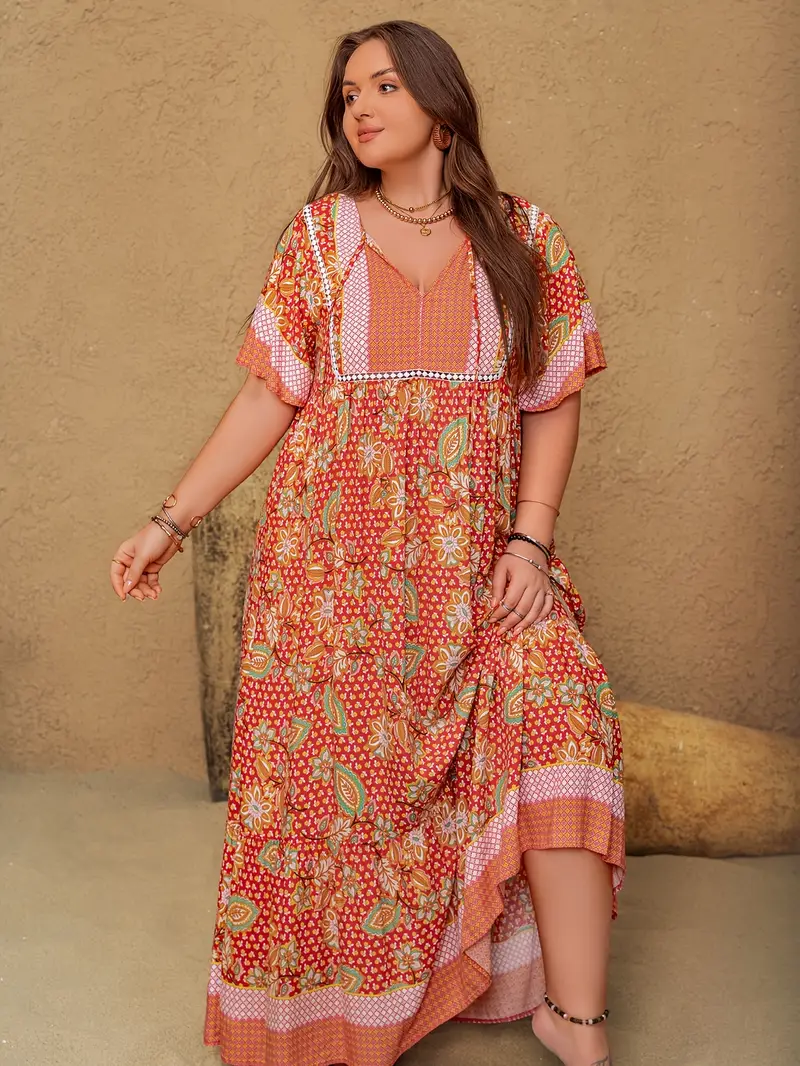 Boho Floral Maxi Dress – Plus Size