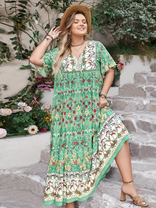 Boho Floral Maxi Dress – Plus Size