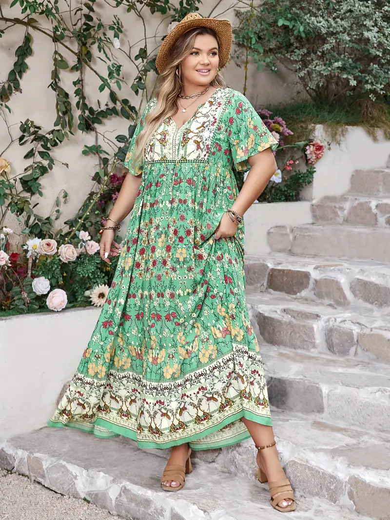 Boho Floral Maxi Dress – Plus Size – Salt&coast