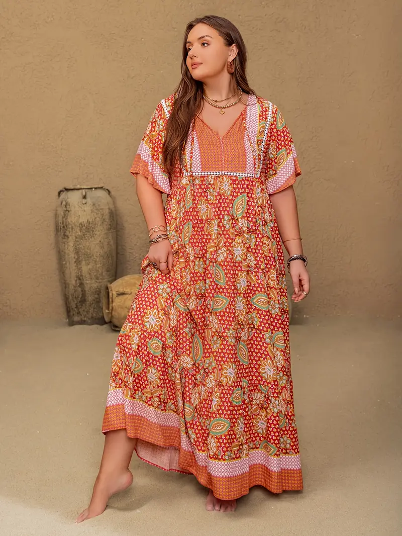 Boho Floral Maxi Dress – Plus Size – Salt&coast
