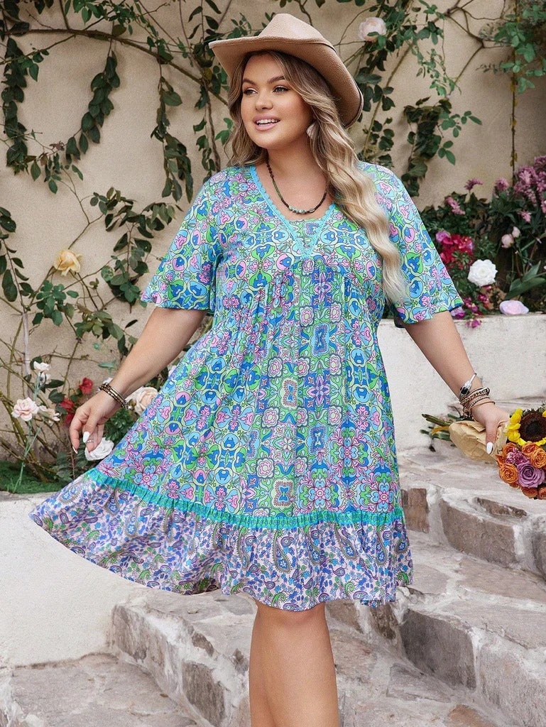 Sunset Mosaic Flowy Dress