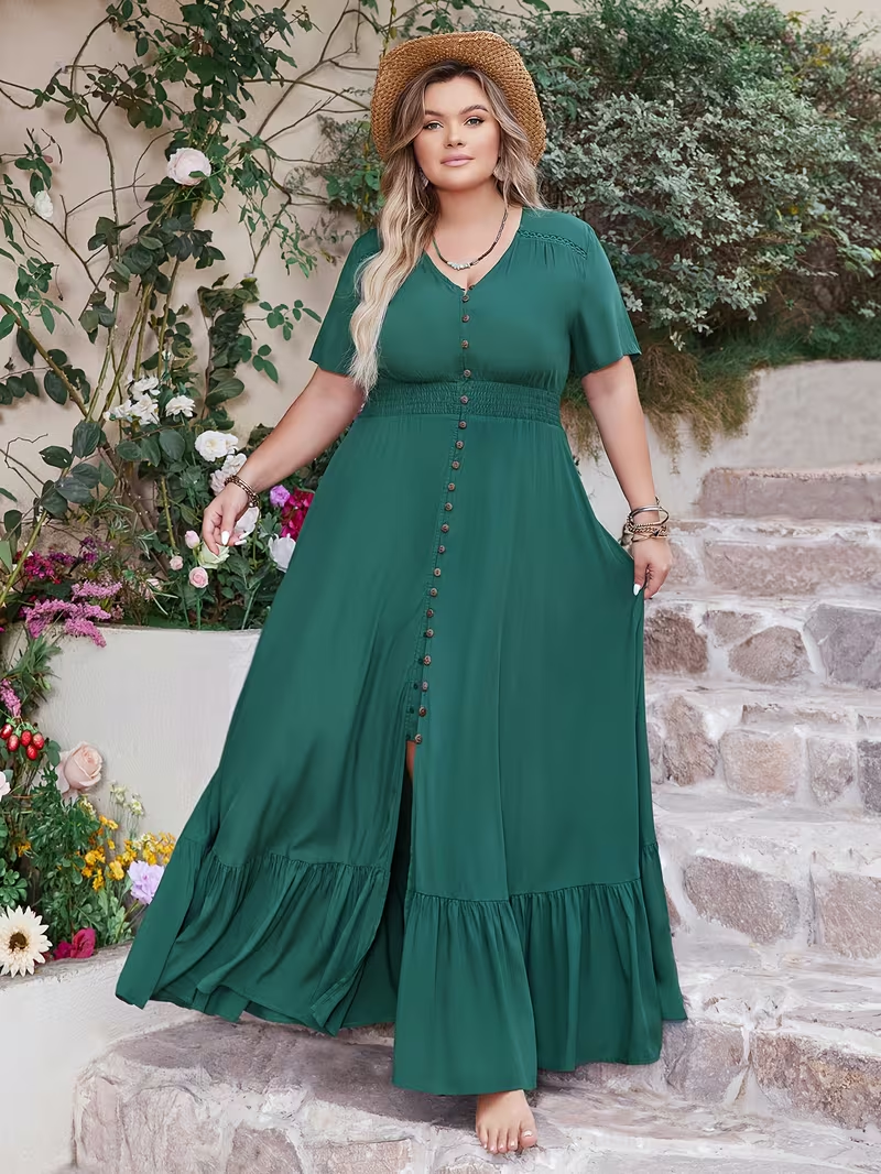 Coastal Ease Button Maxi Dress