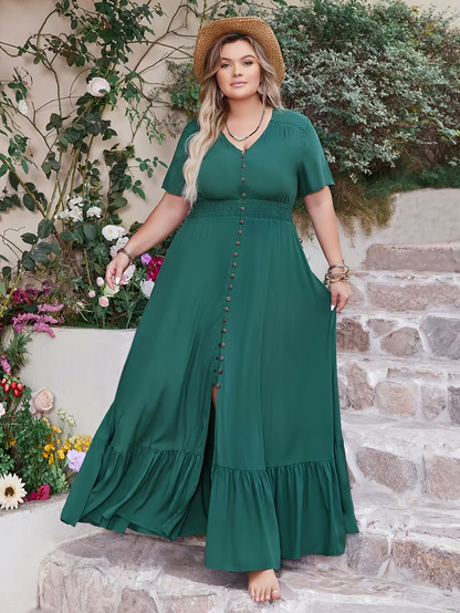 Coastal Ease Button Maxi Dress