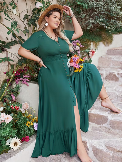 Coastal Ease Button Maxi Dress