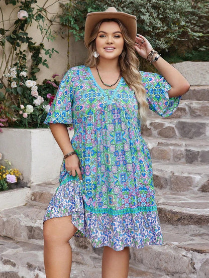 Sunset Mosaic Flowy Dress