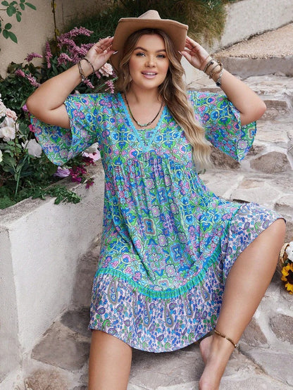 Sunset Mosaic Flowy Dress