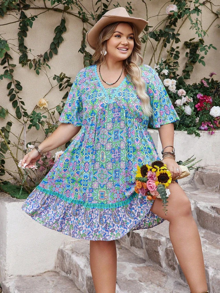 Sunset Mosaic Flowy Dress