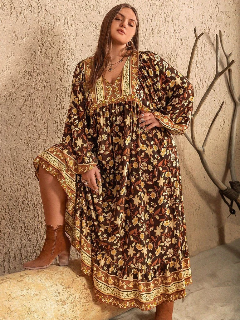 Rustic Bloom Maxi Dress