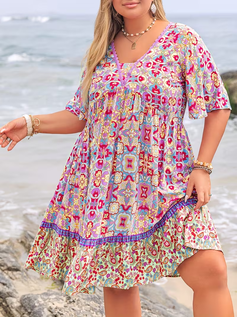 Sunset Mosaic Flowy Dress