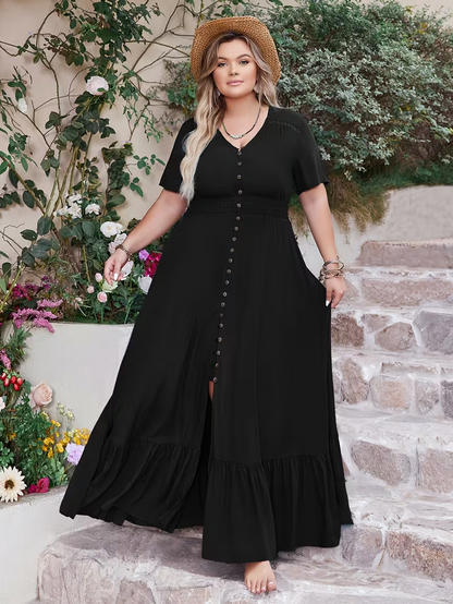 Coastal Ease Button Maxi Dress