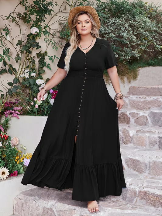 Coastal Ease Button Maxi Dress