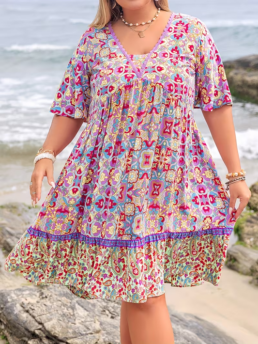 Sunset Mosaic Flowy Dress