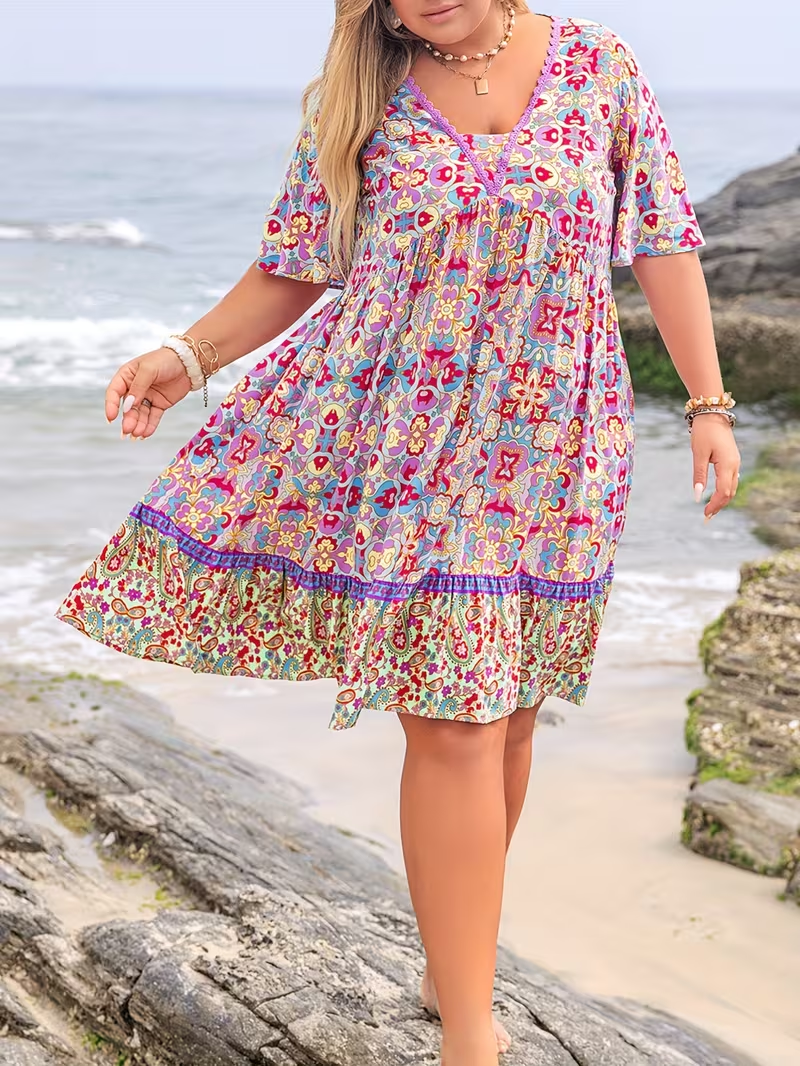Sunset Mosaic Flowy Dress