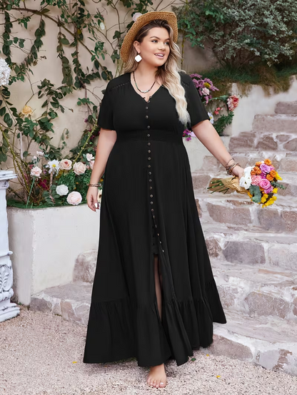 Coastal Ease Button Maxi Dress
