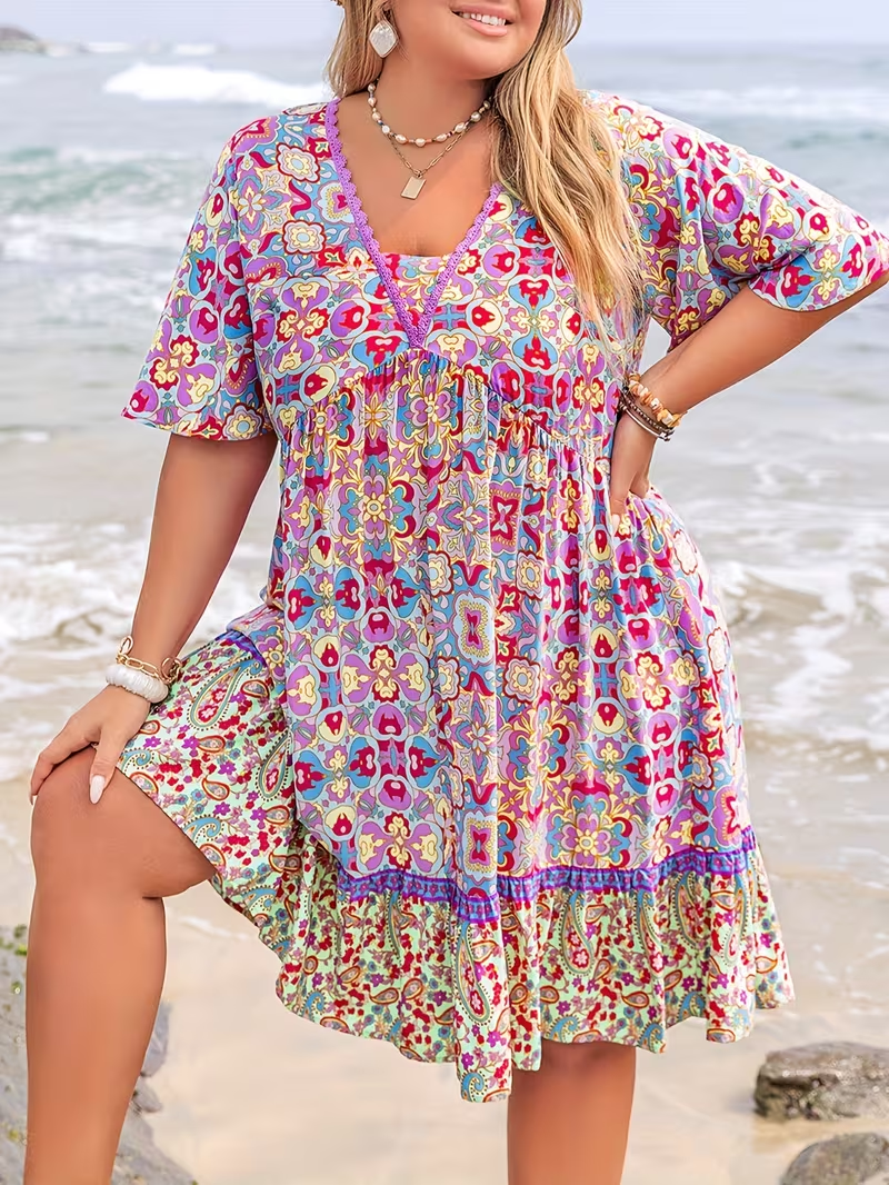 Sunset Mosaic Flowy Dress
