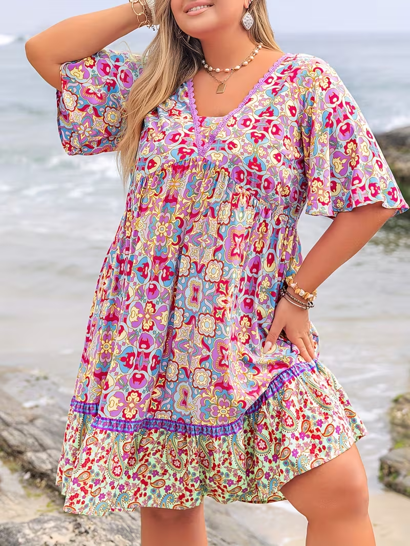 Sunset Mosaic Flowy Dress