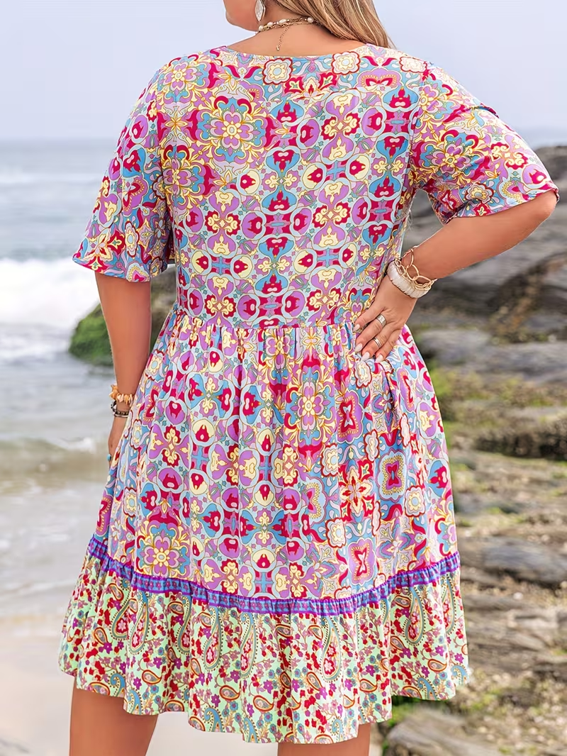 Sunset Mosaic Flowy Dress