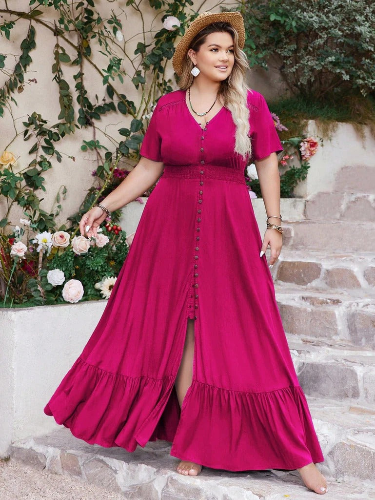 Coastal Ease Button Maxi Dress