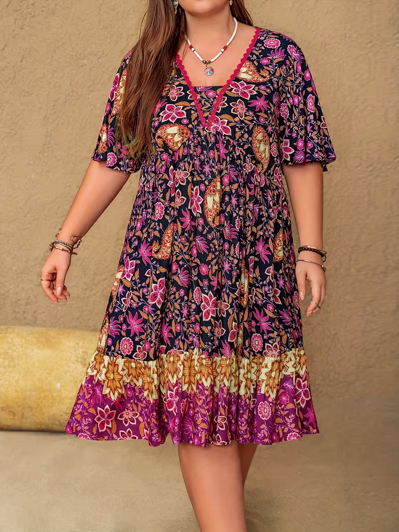 Sunset Mosaic Flowy Dress