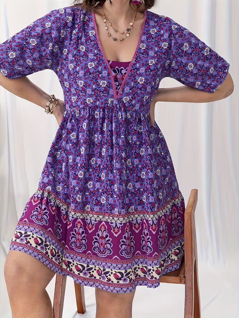 Sunset Mosaic Flowy Dress