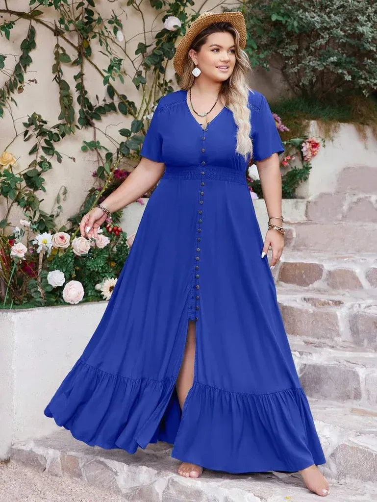 Coastal Ease Button Maxi Dress