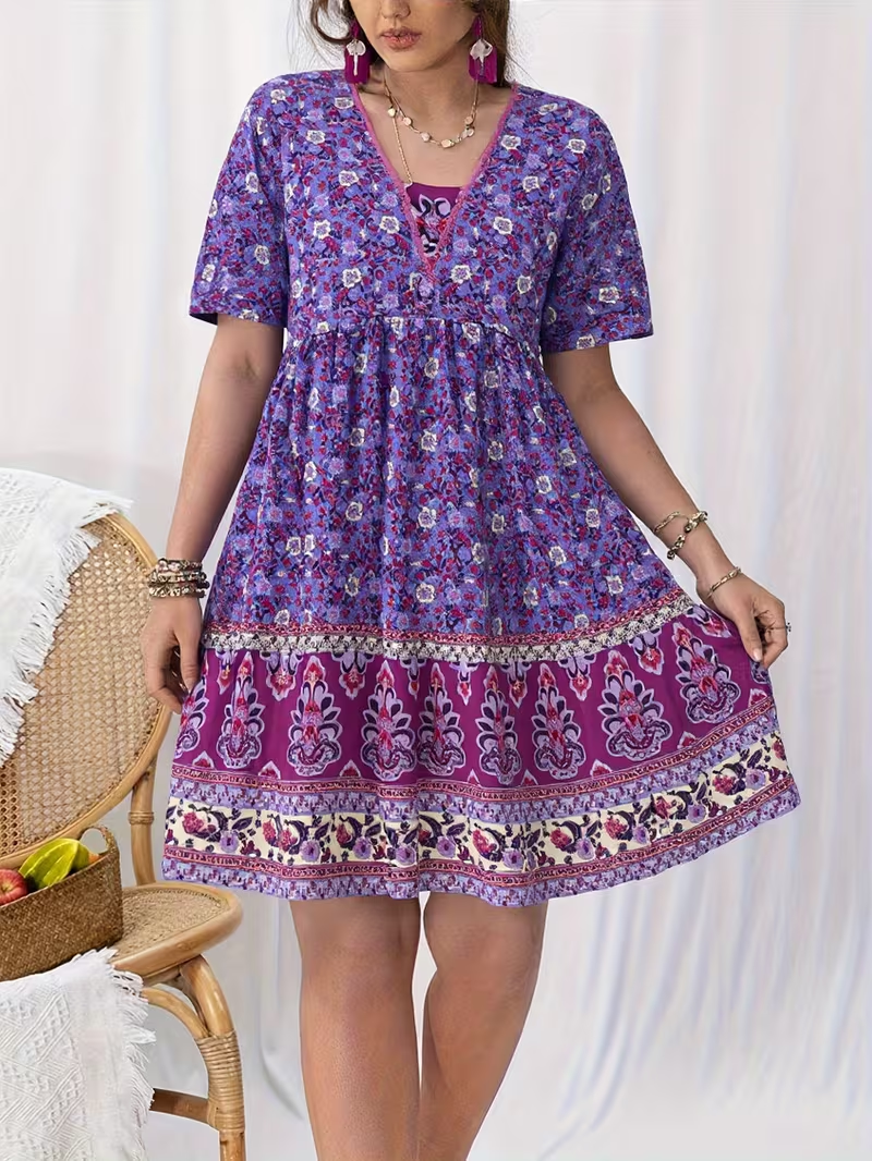 Sunset Mosaic Flowy Dress