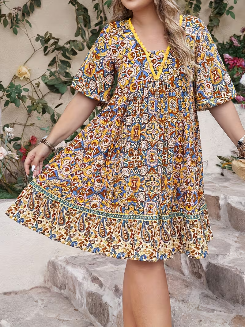Sunset Mosaic Flowy Dress
