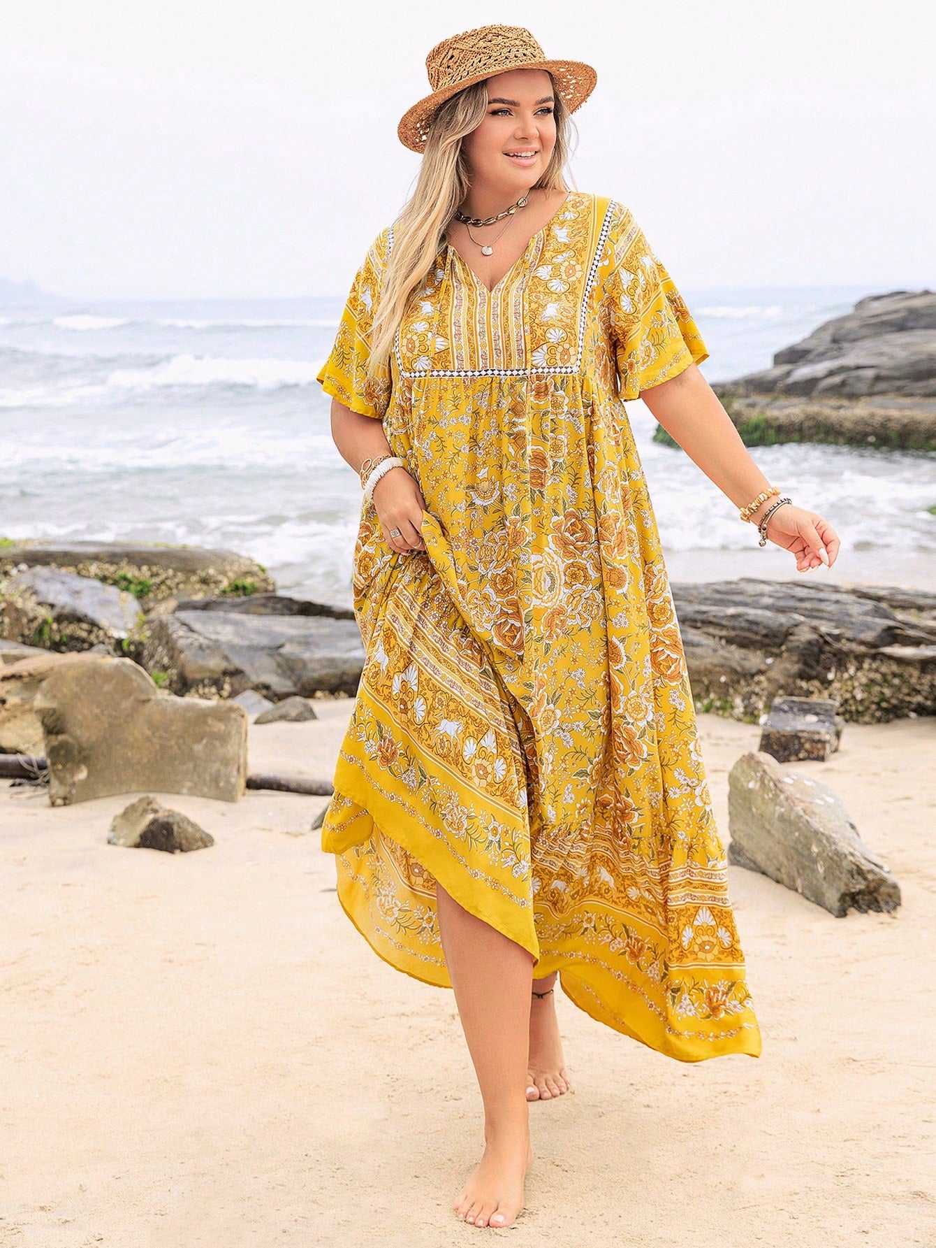 Boho Floral Maxi Dress – Plus Size – Salt&coast