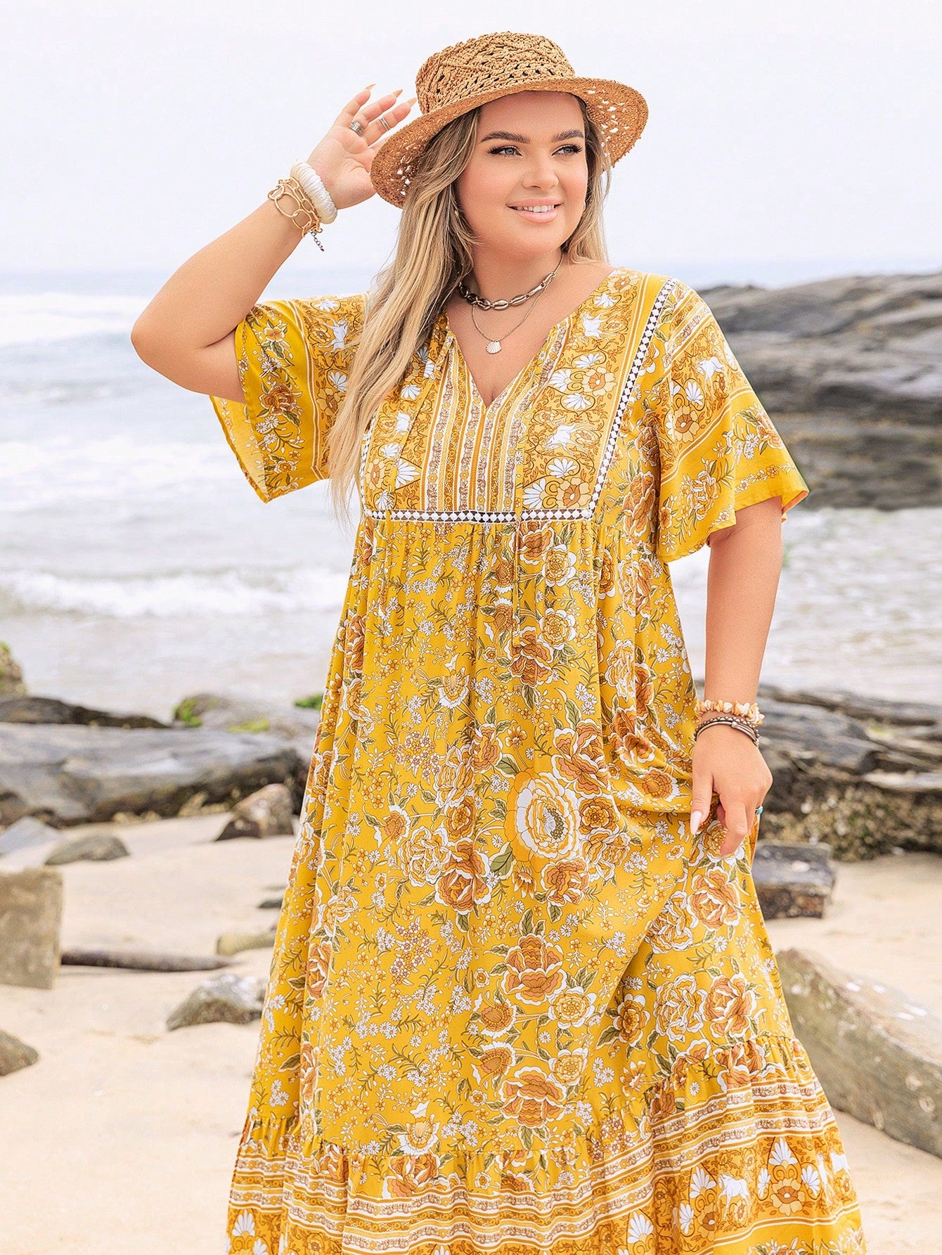 Boho Floral Maxi Dress – Plus Size