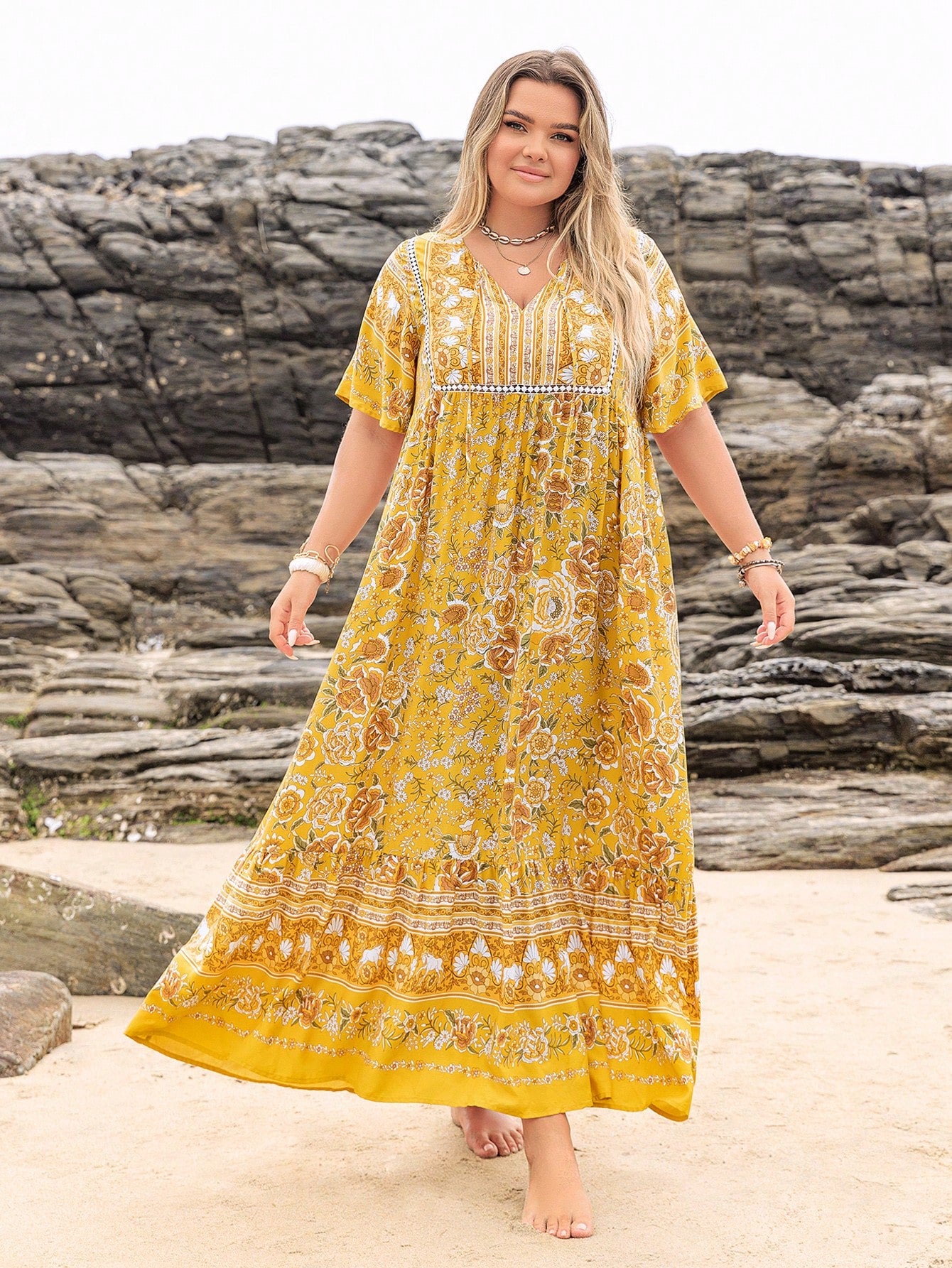 Boho Floral Maxi Dress – Plus Size